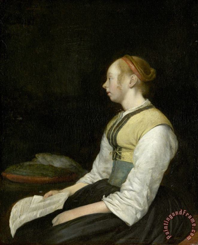 Gerard ter Borch Seated Girl in Peasant Costume Art Painting