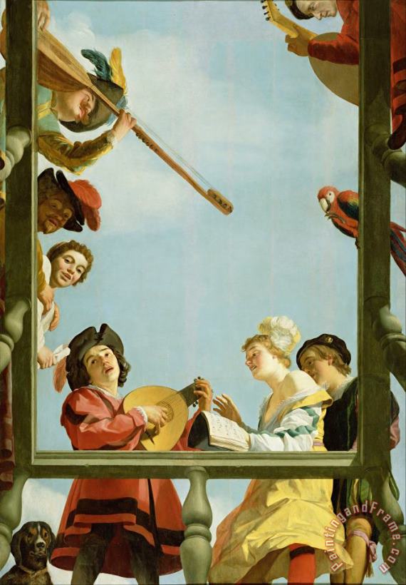 Gerard Van Honthorst Musical Group on a Balcony Art Print