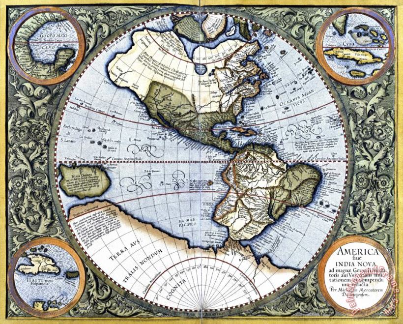 Gerardus Mercator Map of The Americas Art Painting