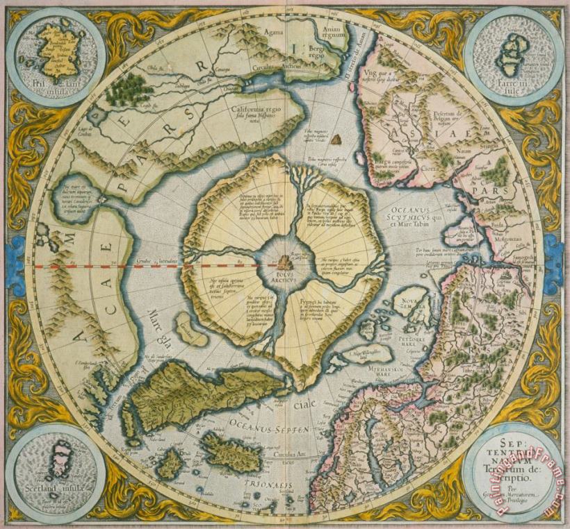 Gerardus Mercator Septentrionalium Terrarum descriptio Art Print