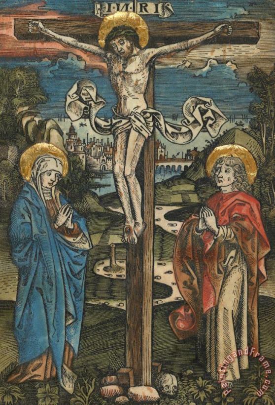 Christ On The Cross With Mary And Saint John painting - German School Christ On The Cross With Mary And Saint John Art Print