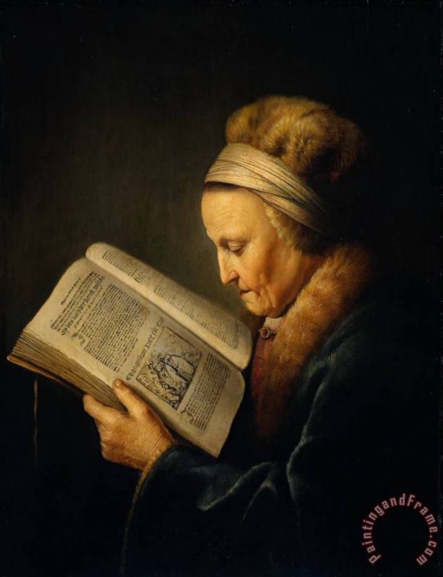 Gerrit Dou Old Woman Reading a Lectionary Art Painting
