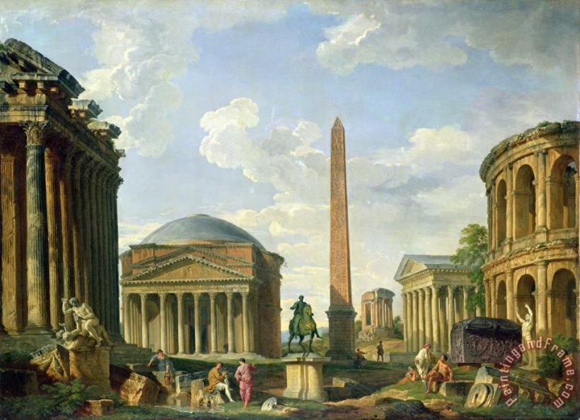 Giovani Paolo Panini The Pantheon and other Monuments 1735 Art Painting