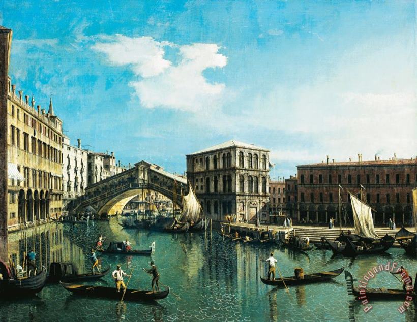 The Rialto Bridge In Venice painting - Giovanni Antonio Canal The Rialto Bridge In Venice Art Print