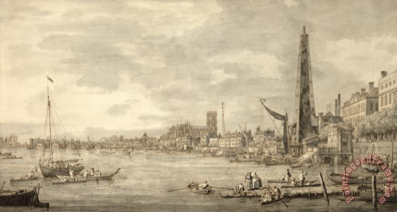 Giovanni Antonio Canaletto The Thames Looking towards Westminster from near York Water Gate Art Painting
