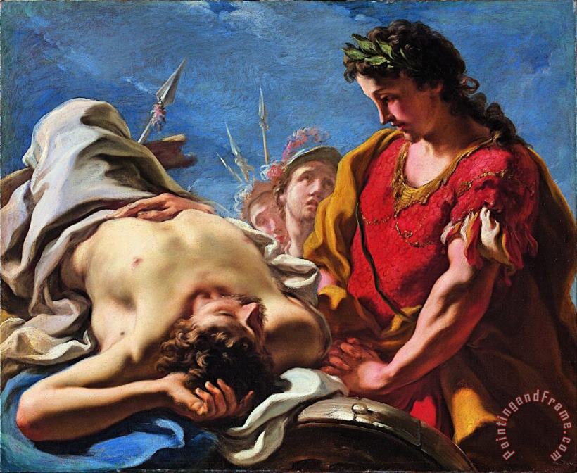 Alexander at The Corpse of The Dead Darius painting - Giovanni Antonio Pellegrini Alexander at The Corpse of The Dead Darius Art Print