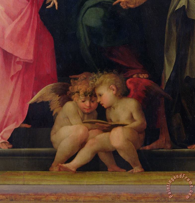 Giovanni Battist Rosso Fiorentino Two cherubs reading detail from Madonna and Child with Saints Art Painting