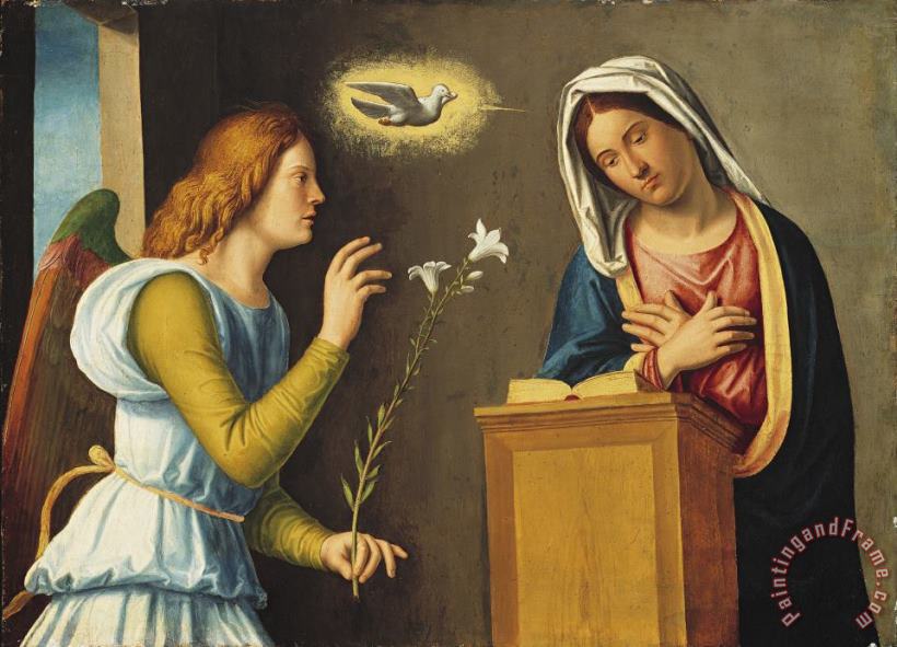 Annunciation to the Virgin painting - Giovanni Battista Cima da Conegliano Annunciation to the Virgin Art Print