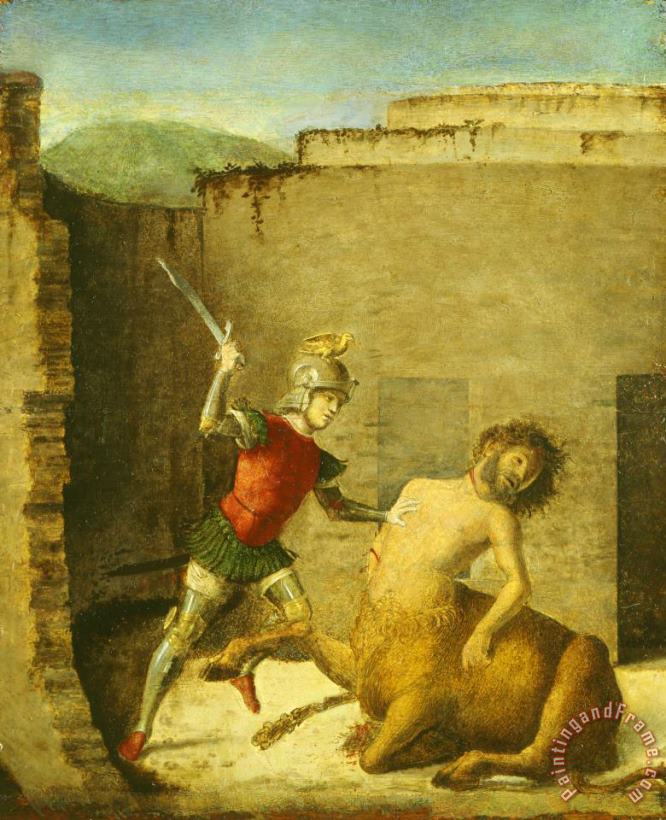 Theseus Killing The Minotaur painting - Giovanni Battista Cima da Conegliano Theseus Killing The Minotaur Art Print