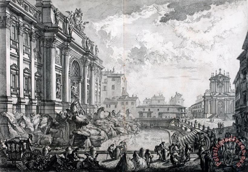 Side View of The Trevi Fountain, Formerly The Acqua Vergine From Vedute Di Roma (views of Rome) painting - Giovanni Battista Piranesi Side View of The Trevi Fountain, Formerly The Acqua Vergine From Vedute Di Roma (views of Rome) Art Print