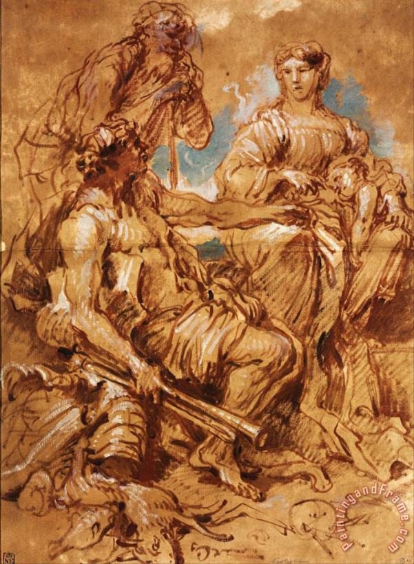 Giovanni Benedetto Castiglione  Allegory in Honour of The Ruling Couple of Mantua Art Print