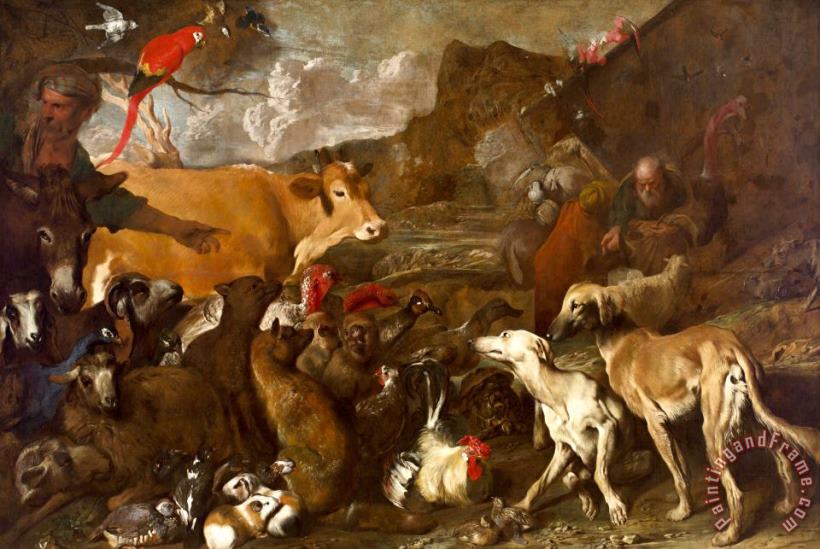 Noah And The Animals Entering The Ark painting - Giovanni Benedetto Castiglione Noah And The Animals Entering The Ark Art Print