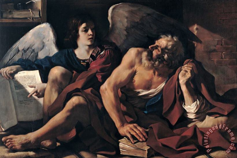 Saint Matthew And The Angel painting - Giovanni F. Barbieri Saint Matthew And The Angel Art Print