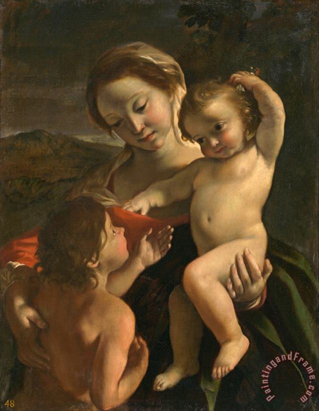 Giovanni Lanfranco  Madonna And Child with The Infant Saint John The Baptist Art Painting