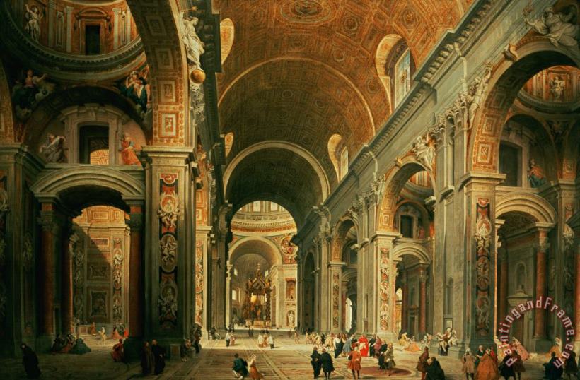 Interior Of St Peters In Rome painting - Giovanni Paolo Panini Interior Of St Peters In Rome Art Print