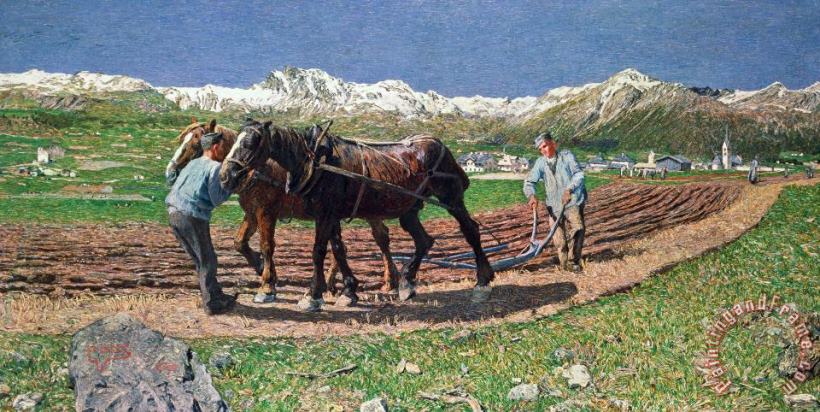 Giovanni Segantini Ploughing Art Painting