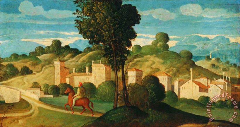 Girolamo Da Santa Croce Landscape with Rider Art Painting