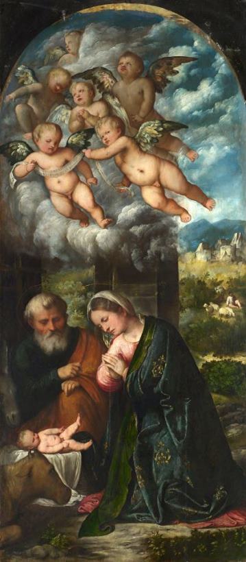 The Nativity painting - Girolamo Romanino The Nativity Art Print
