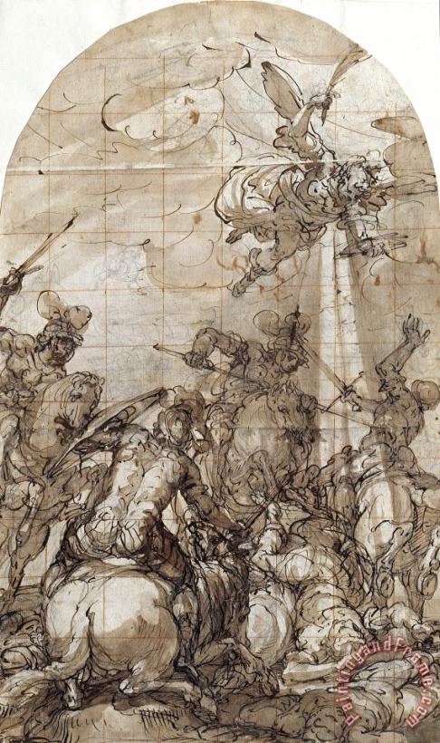 Giulio Benso Battle Scene with The Appearance of The Angel of Victory Art Print