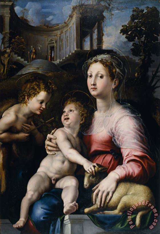 Giulio Romano The Madonna And Child with Saint John The Baptist Art Painting