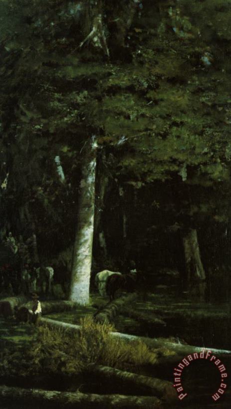 Giuseppe De Nittis Wood Felling in a Forest Art Painting