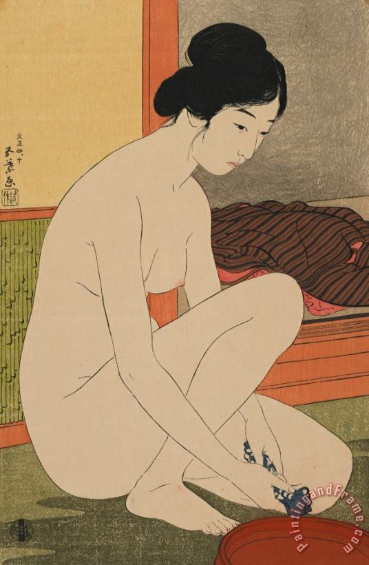 Goyo Hashiguchi Woman Bathing Taisho Era Art Print