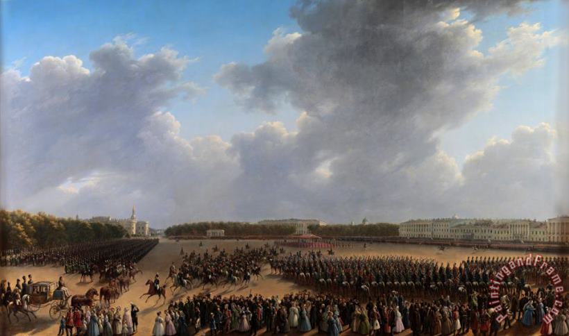 Grigory Chernetsov Parade Celebrating The End of Military Action in The Kingdom of Poland on Tsaritsa Meadow in St Petersburg on 6 October 1831 Art Painting