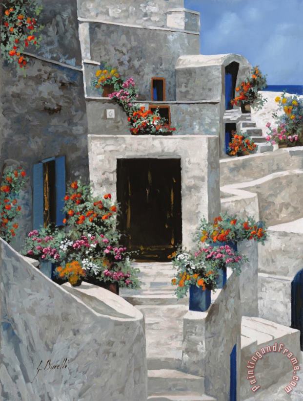 piccole case bianche di Grecia painting - Collection 7 piccole case bianche di Grecia Art Print