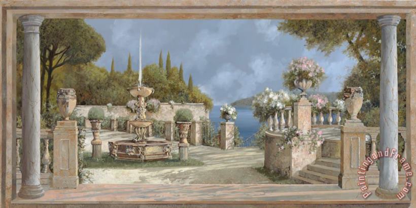 villa sul lago di Como painting - Collection 7 villa sul lago di Como Art Print