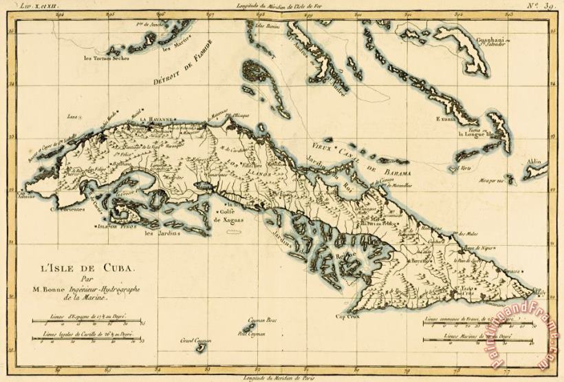 Antique Map of Cuba painting - Guillaume Raynal Antique Map of Cuba Art Print