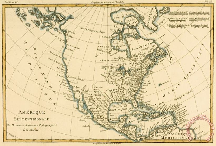 Guillaume Raynal Antique Map of North America Art Painting