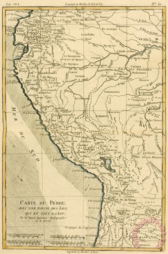 Antique Map of Peru painting - Guillaume Raynal Antique Map of Peru Art Print