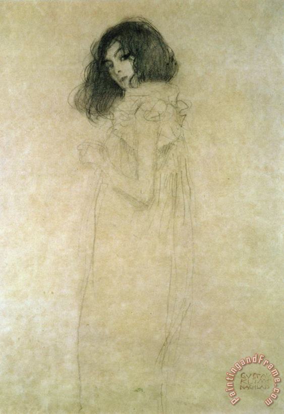 Portrait of a young woman painting - Gustav Klimt Portrait of a young woman Art Print