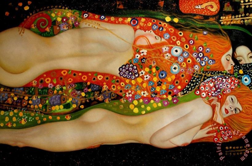 Sea Serpents Ii painting - Gustav Klimt Sea Serpents Ii Art Print