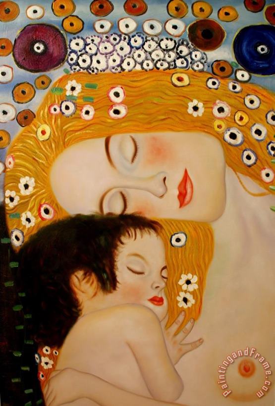 Gustav Klimt Three Ages of Woman Mother And Child (detail Ii) Art Painting