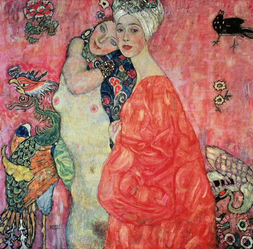 Women Friends painting - Gustav Klimt Women Friends Art Print