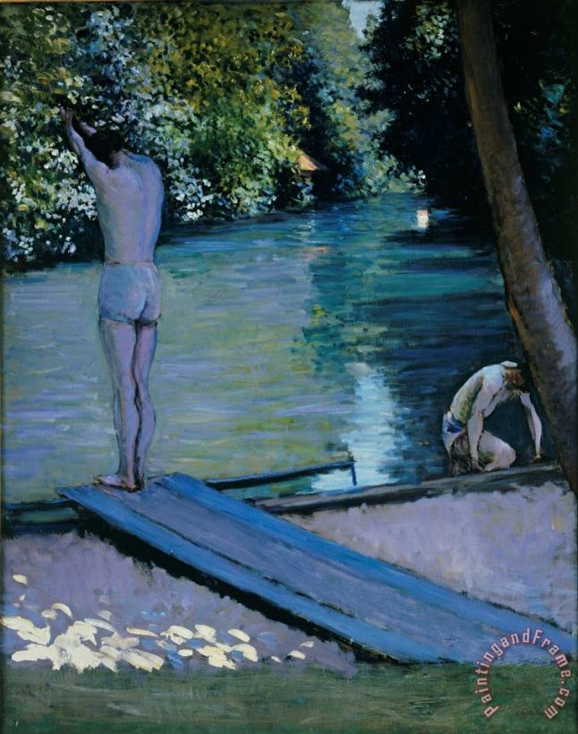 Bather about to plunge into the River Yerres painting - Gustave Caillebotte Bather about to plunge into the River Yerres Art Print