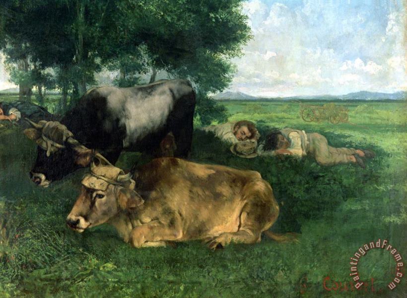 La Siesta Pendant la saison des foins painting - Gustave Courbet La Siesta Pendant la saison des foins Art Print