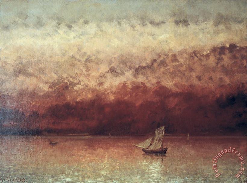 Gustave Courbet Lake Leman with Setting Sun Art Painting