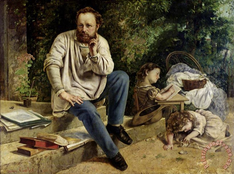Pierre Joseph Proudhon (1809 65) And His Children in 1853 painting - Gustave Courbet Pierre Joseph Proudhon (1809 65) And His Children in 1853 Art Print