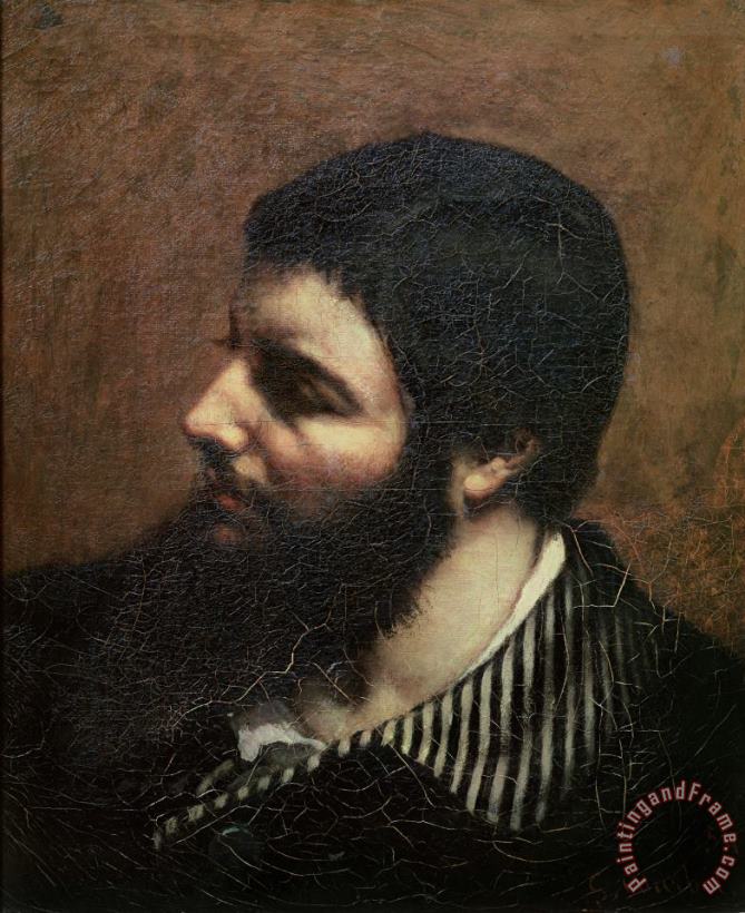 Gustave Courbet Self Portrait with Striped Collar Art Painting