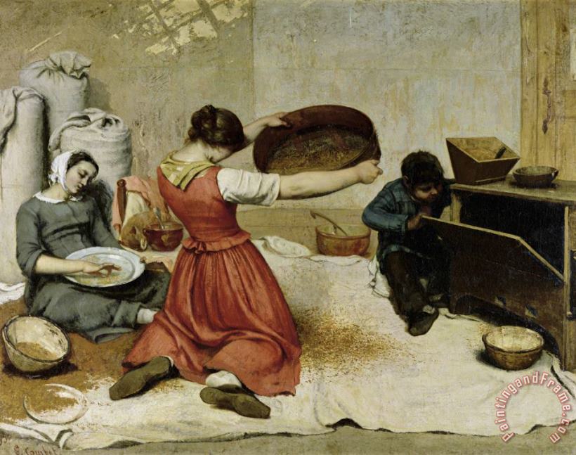 The Winnowers painting - Gustave Courbet The Winnowers Art Print