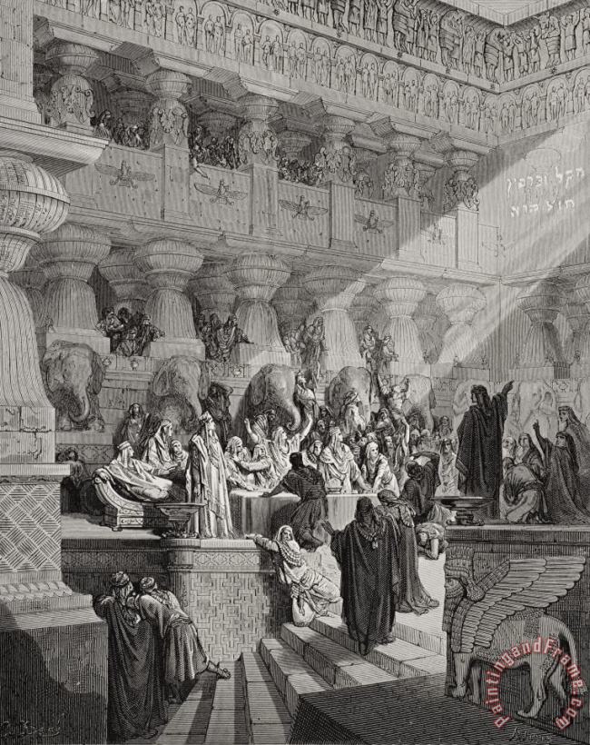 Gustave Dore Daniel Interpreting The Writing On The Wall Art Print