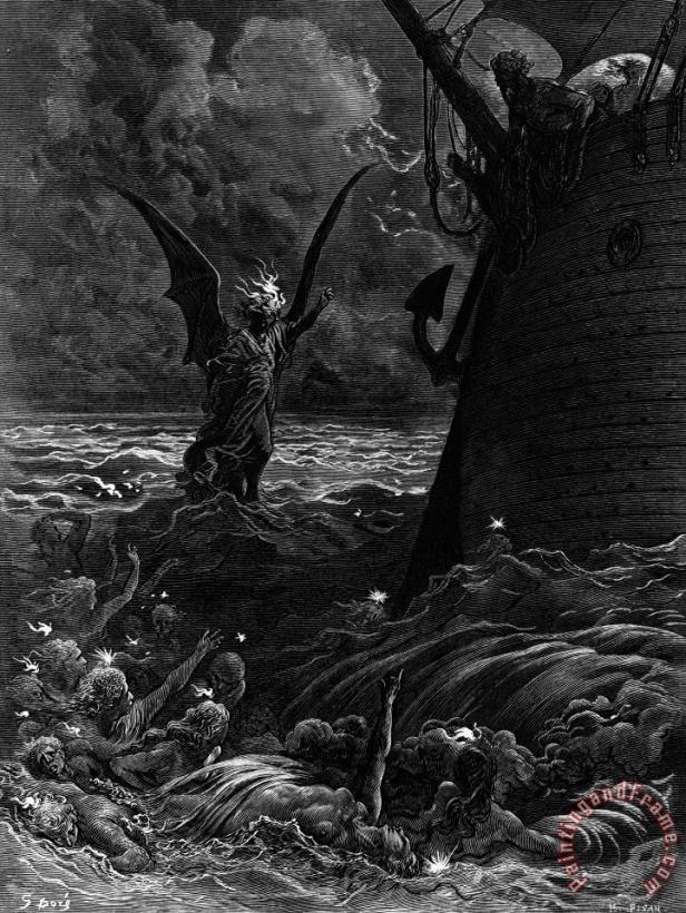 Death-fires Dancing Around The Becalmed Ship painting - Gustave Dore Death-fires Dancing Around The Becalmed Ship Art Print
