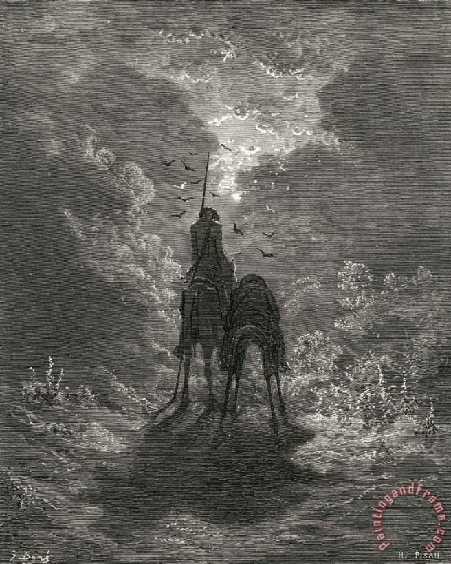 Don Quixote on Horseback painting - Gustave Dore Don Quixote on Horseback Art Print