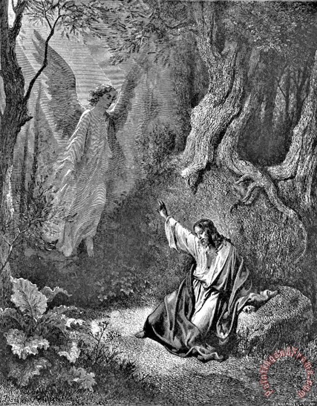 Jesus And Angel Bible Illustration painting - Gustave Dore Jesus And Angel Bible Illustration Art Print