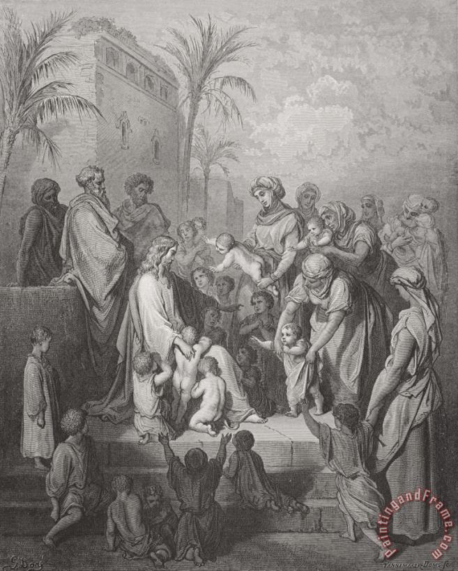 Jesus Blessing The Children painting - Gustave Dore Jesus Blessing The Children Art Print