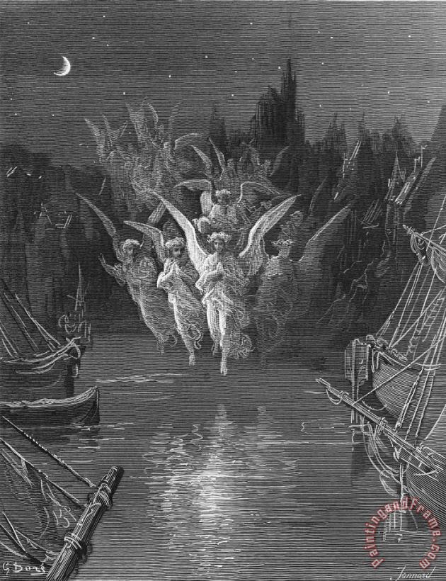 Gustave Dore The Angelic Spirits Leave The Dead Bodies And Appear In Their Own Forms Of Light Art Painting