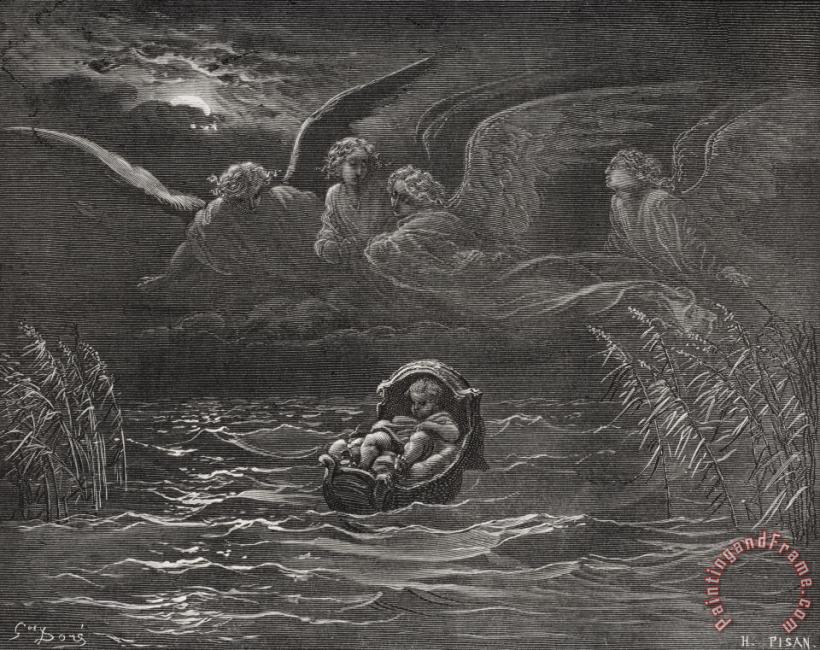 Gustave Dore The Child Moses On The Nile Art Painting