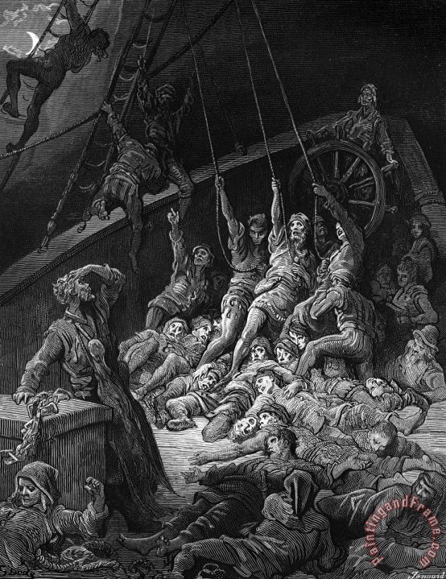 Gustave Dore The Dead Sailors Rise Up And Start To Work The Ropes Of The Ship So That It Begins To Move Art Print